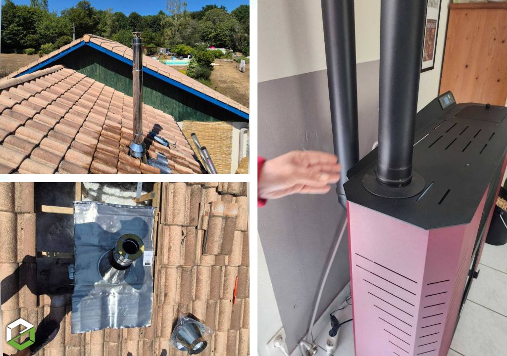 Installation d'un conduit de fumée pour un poêle à granulés - RGE QUALIBOIS