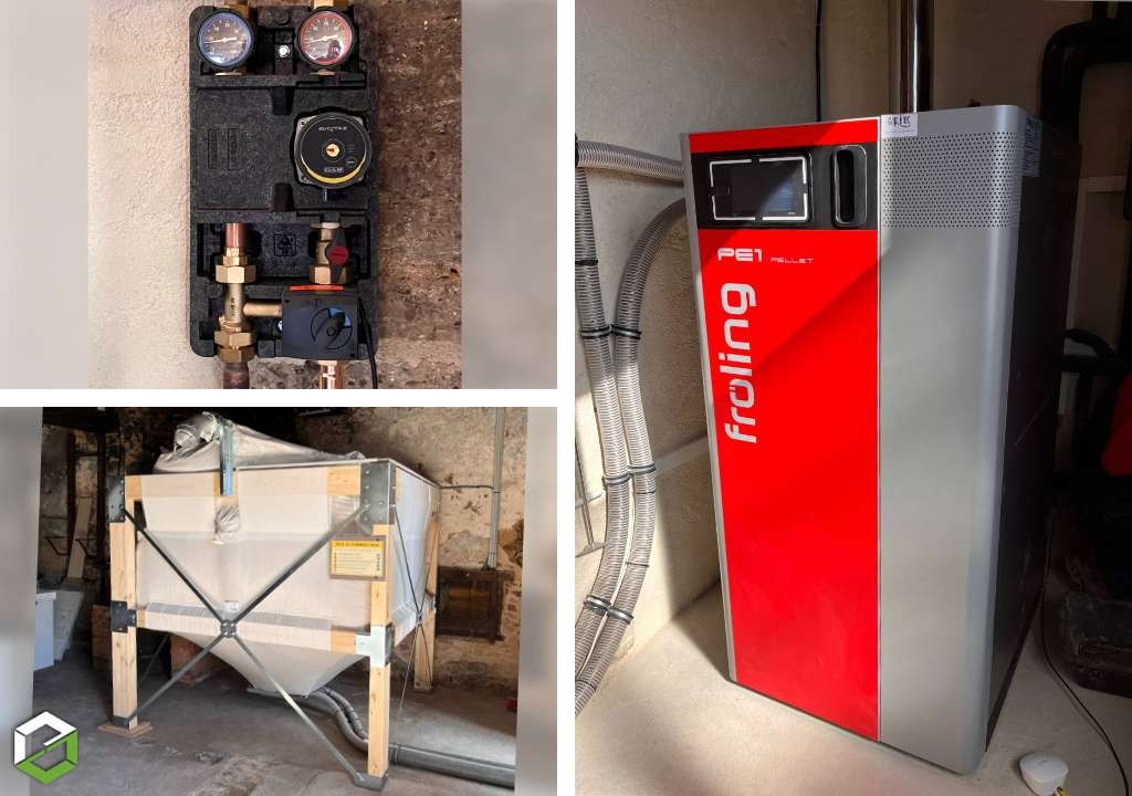 installation d'une chaudière froling pe1 de 30 kw en remplacement d'une chaudière gaz