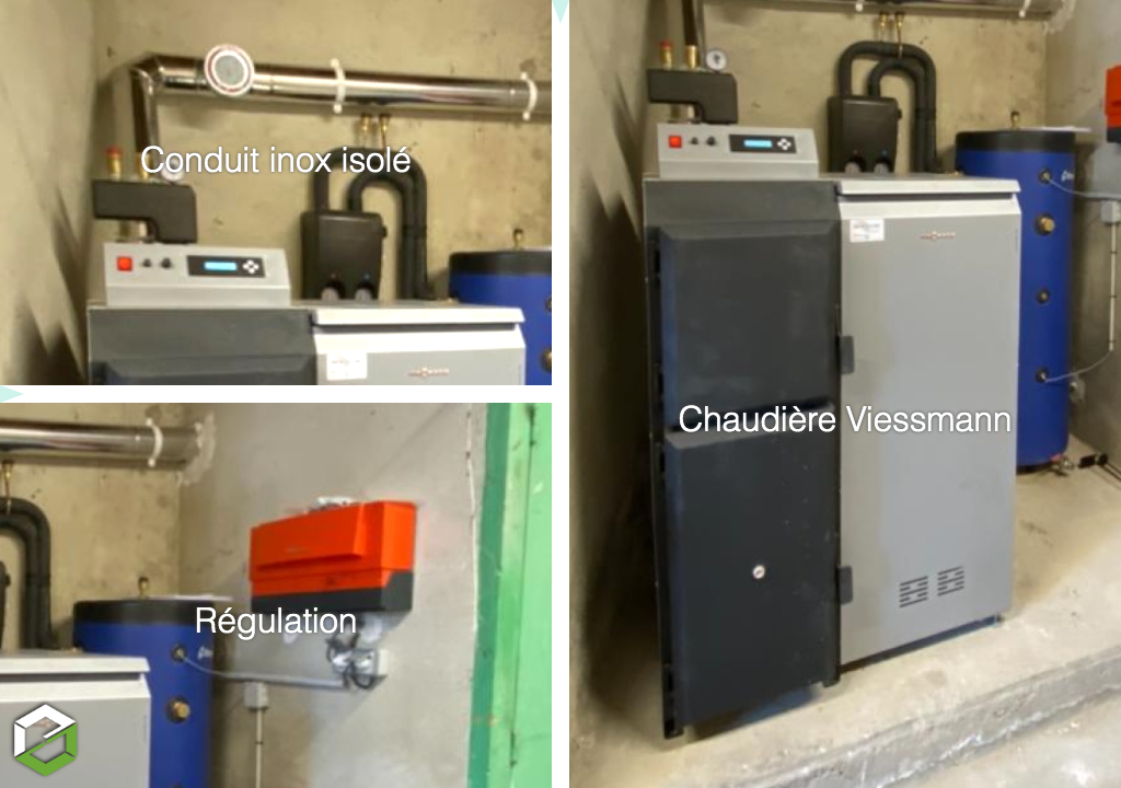 Consultez la chantier : remplacement chaudière fioul par une chaudière à granulé de marque viessmann vitoligno 100 c