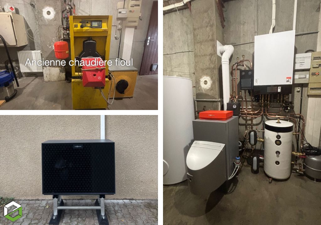 installation pompe à chaleur air-eau hybride viessmann - chauffagiste rge