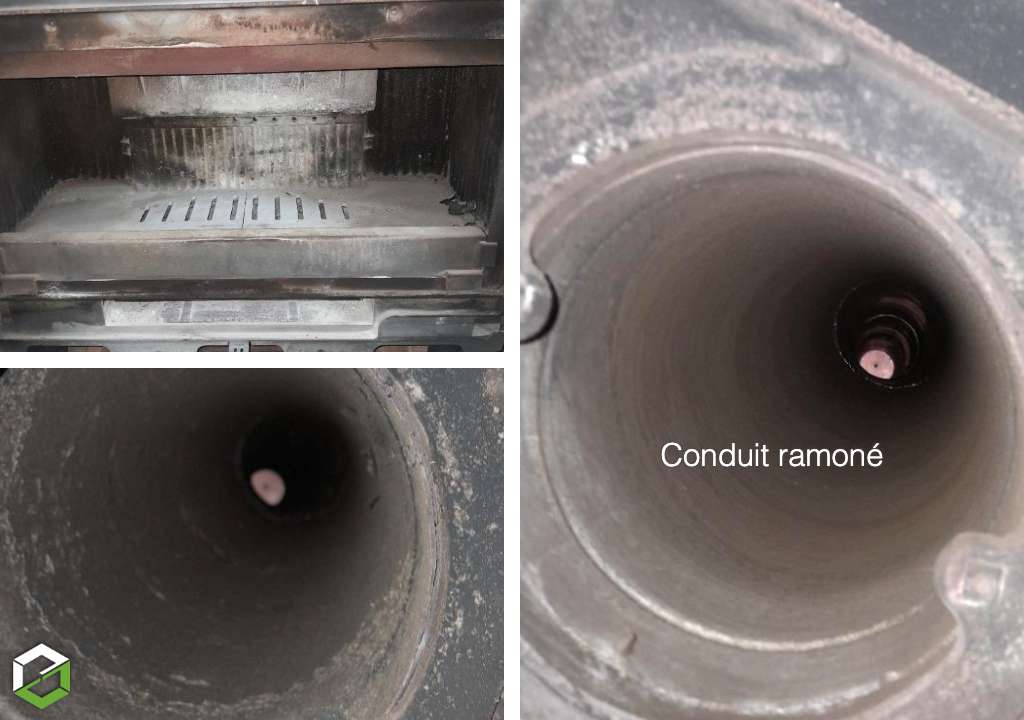 Consultez la chantier : ramonage d'un poêle à bois avec conduit de fumée obstrué - entreprise rge