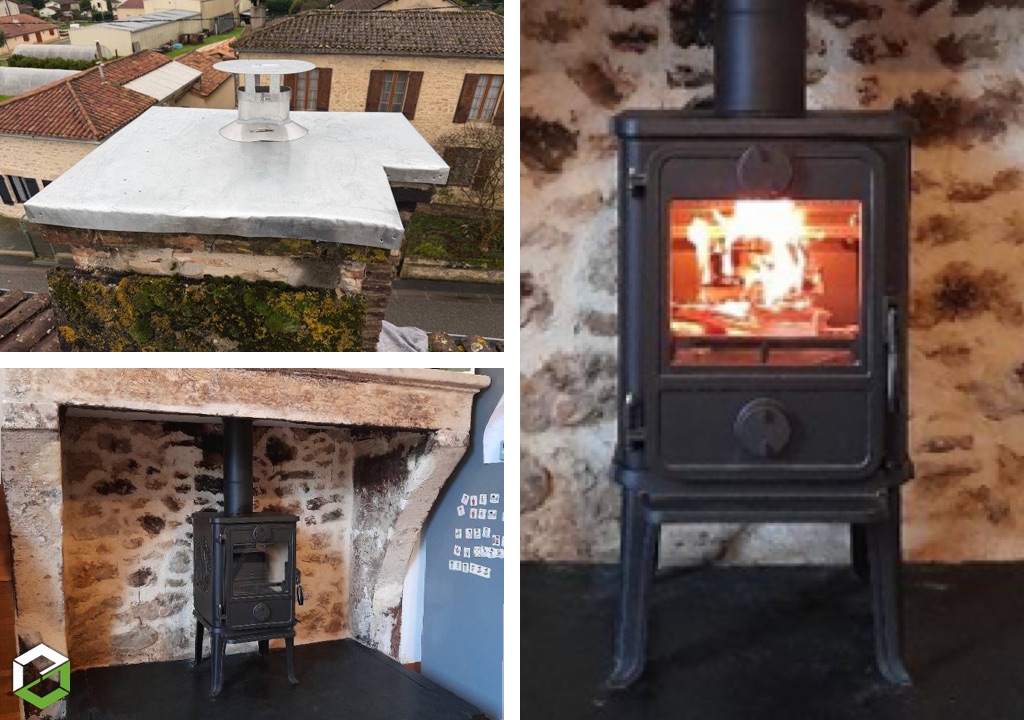 installation poêle à bois Morso tout fonte en sud gironde