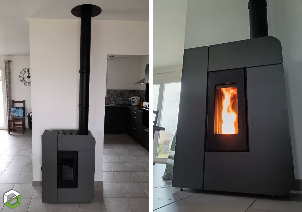 Ets Cheminées Larquey :  Installation d'un poêle à granulés silencieux MCZ Aléa par une entreprise RGE