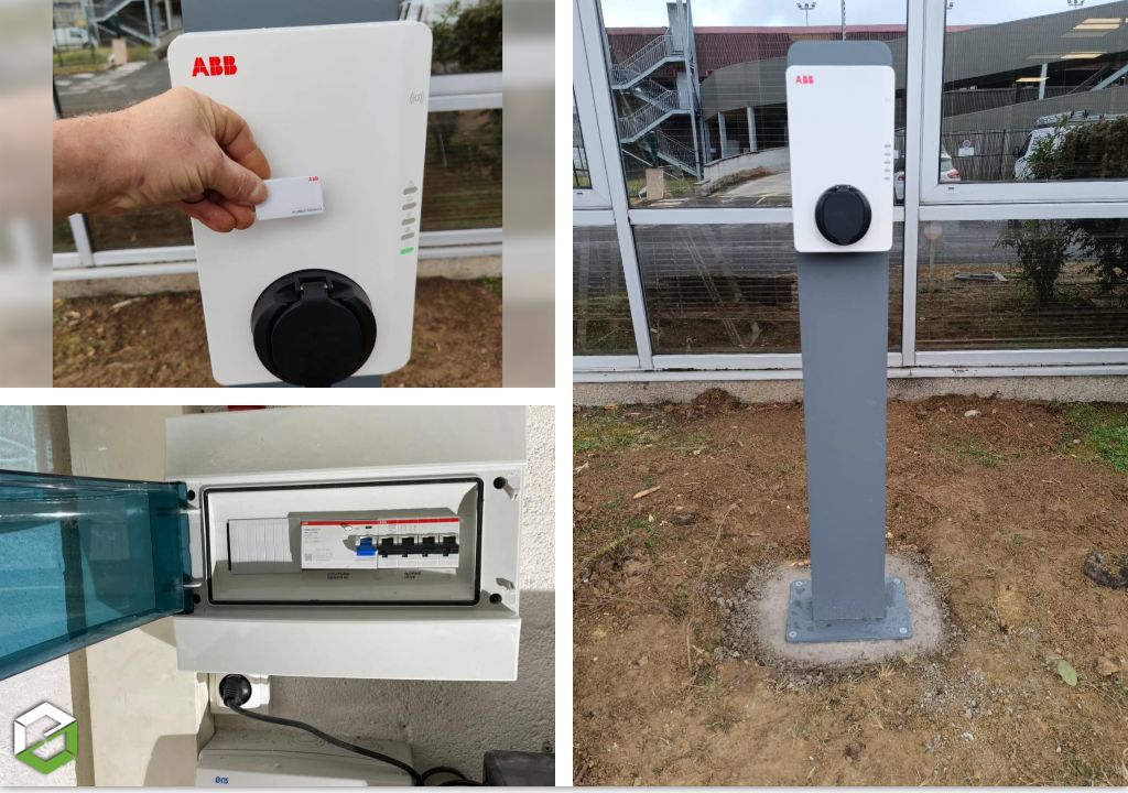 Borne de recharge ABB 22 Kw  sur pied avec badge RFID 