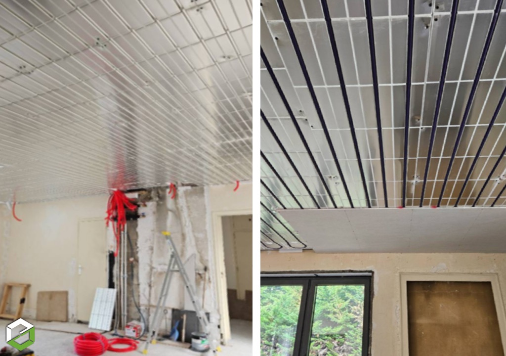 réalisation d'un plafond rayonnant