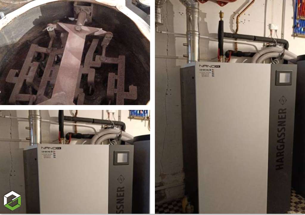 remplacement d'une chaudière fioul par une chaudière à granulés de bois hargassner - installateur rge qualibois