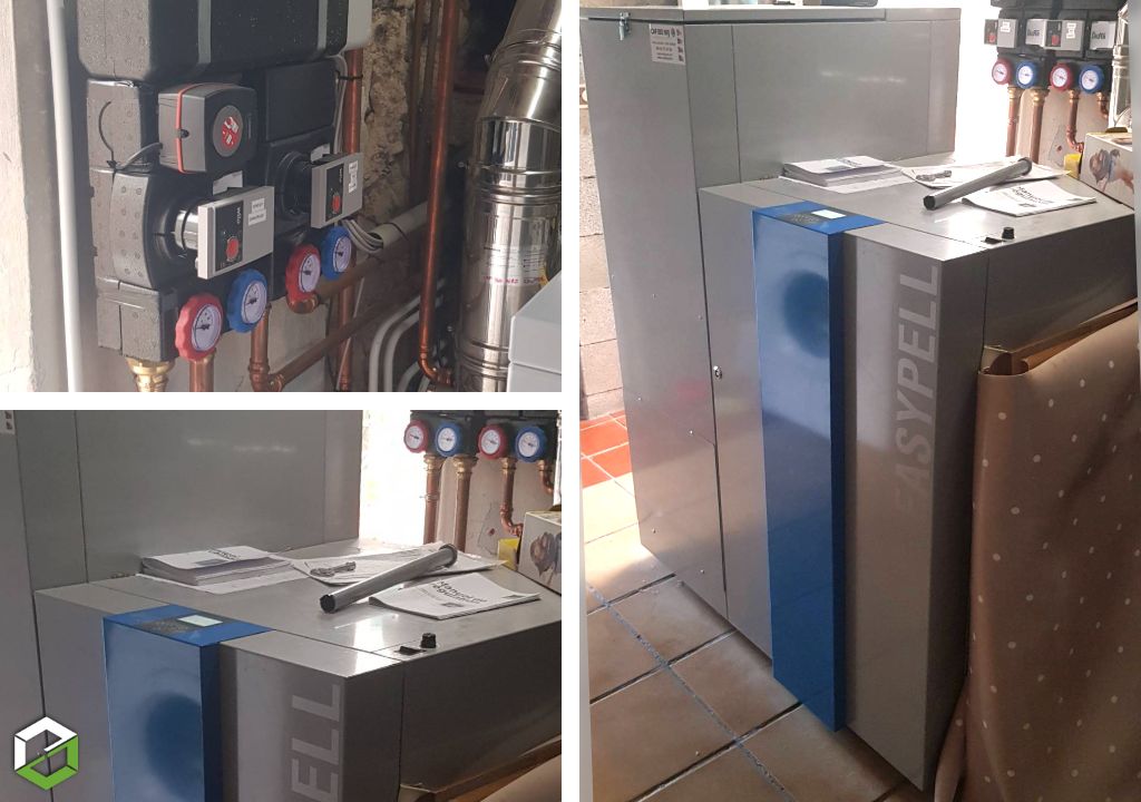 pose d'une chaudière a granule easypell de 12kw par cap bio nrj 