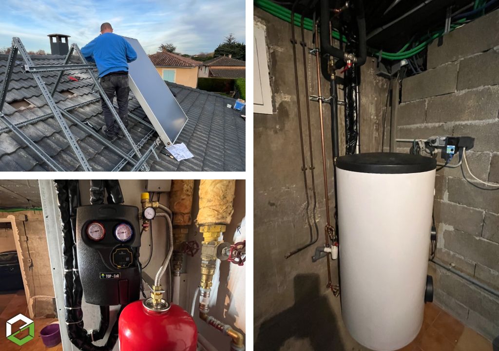 JAEGER Frères (isicap 69) : Installation d’un Chauffe-Eau Solaire (CESI) couplé à une Pompe à Chaleur (PAC)