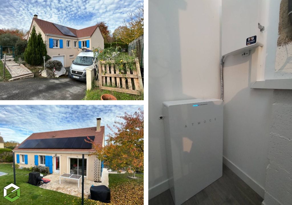 Consultez la chantier : réalisation photovoltaïque de 9,6 kwc avec batterie atmoce