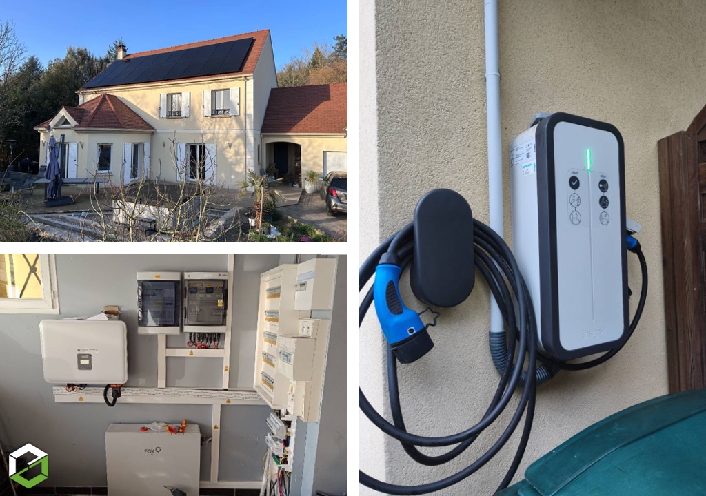 Consultez la chantier : installation photovoltaïque complète 12 kwc avec batterie et borne de recharge