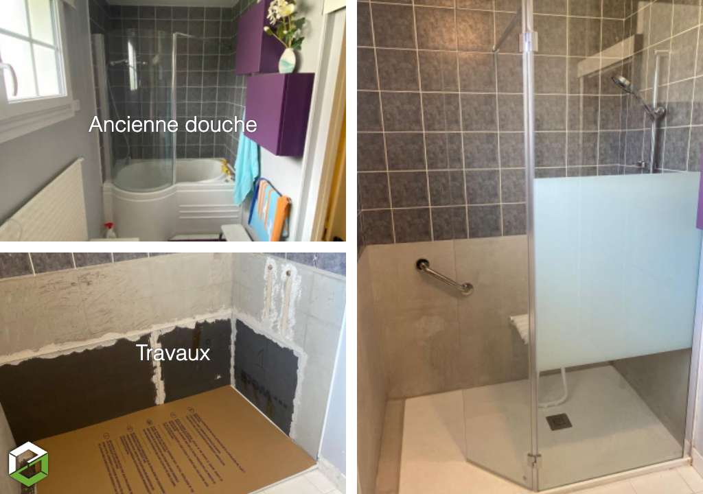 dépose  de baignoire pour installation d'un receveur de douche 