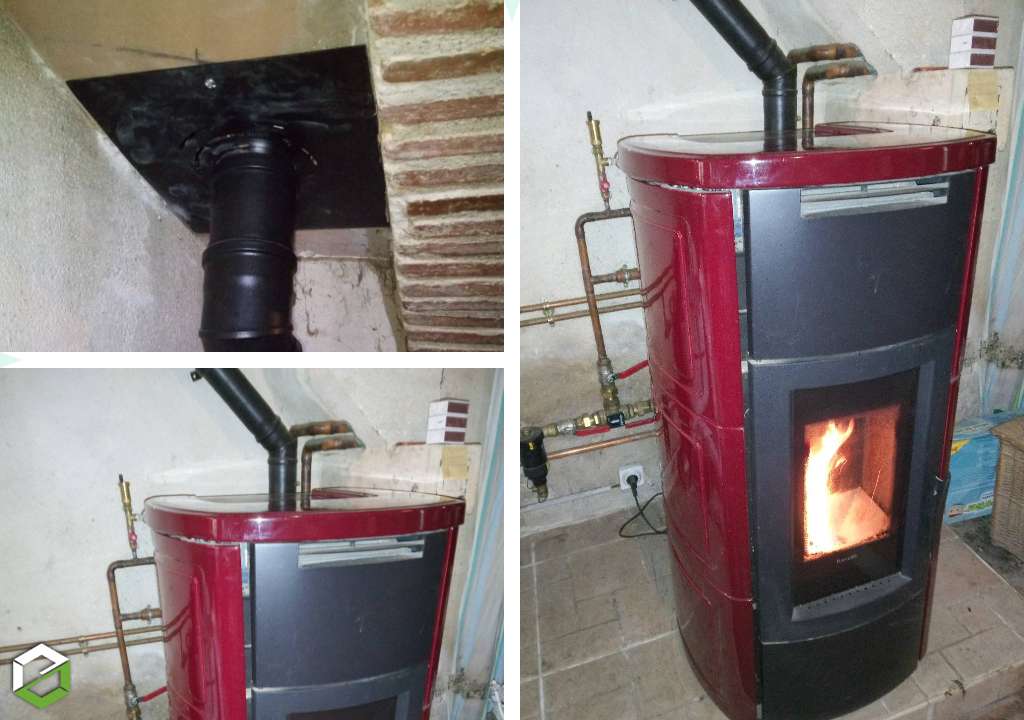 Installation d'un poele à granulés de bois bouilleur RAVELLI - Entreprise RGE Qualibois-Nièvre (58)