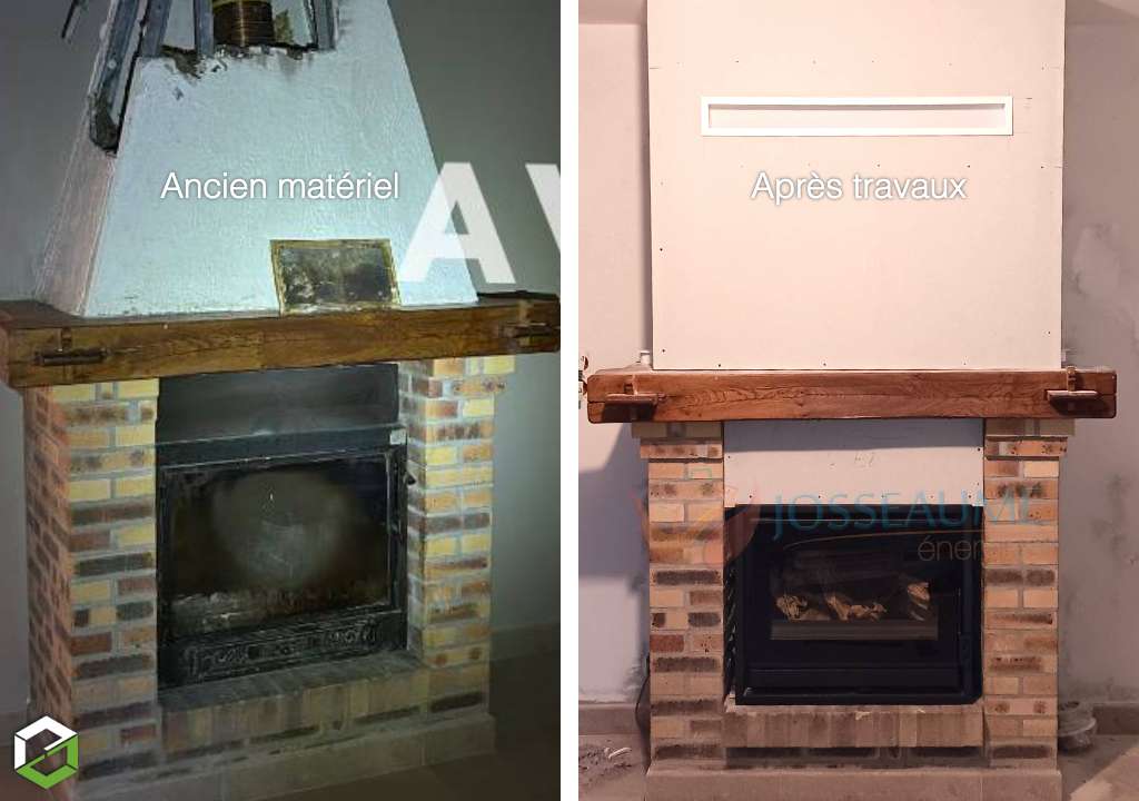 Consultez la chantier : installation d'un insert à bois richard le droff et réfection de la hotte de cheminée - rge qualibois