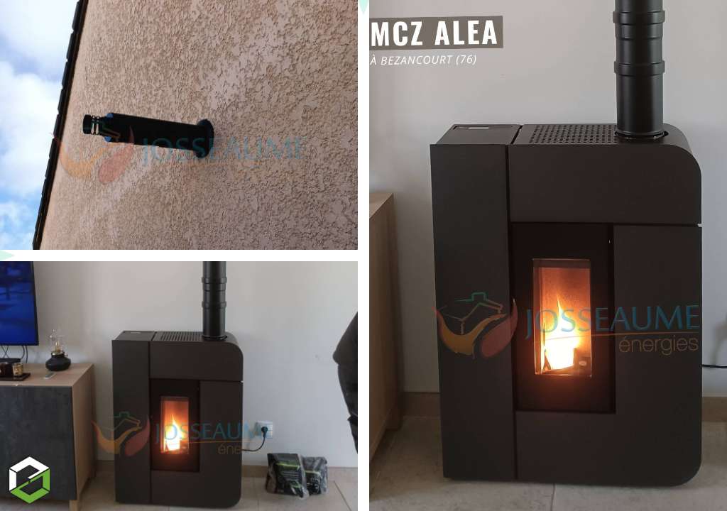 Consultez la chantier : installation d'un poêle à granulés en ventouse murale mcz - entreprise rge qualibois