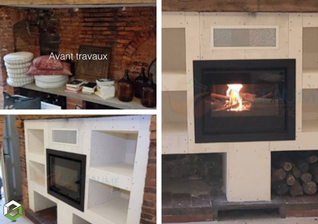 Consultez la chantier : installation d'un insert à bois avec créations de niches - rge qualibois