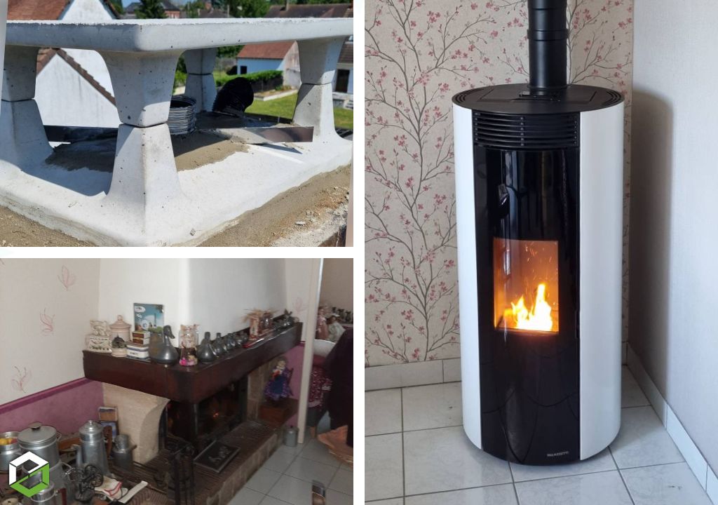 Consultez la chantier : installation d'un poêle à granulés en remplacement d'une cheminée - rge qualibois