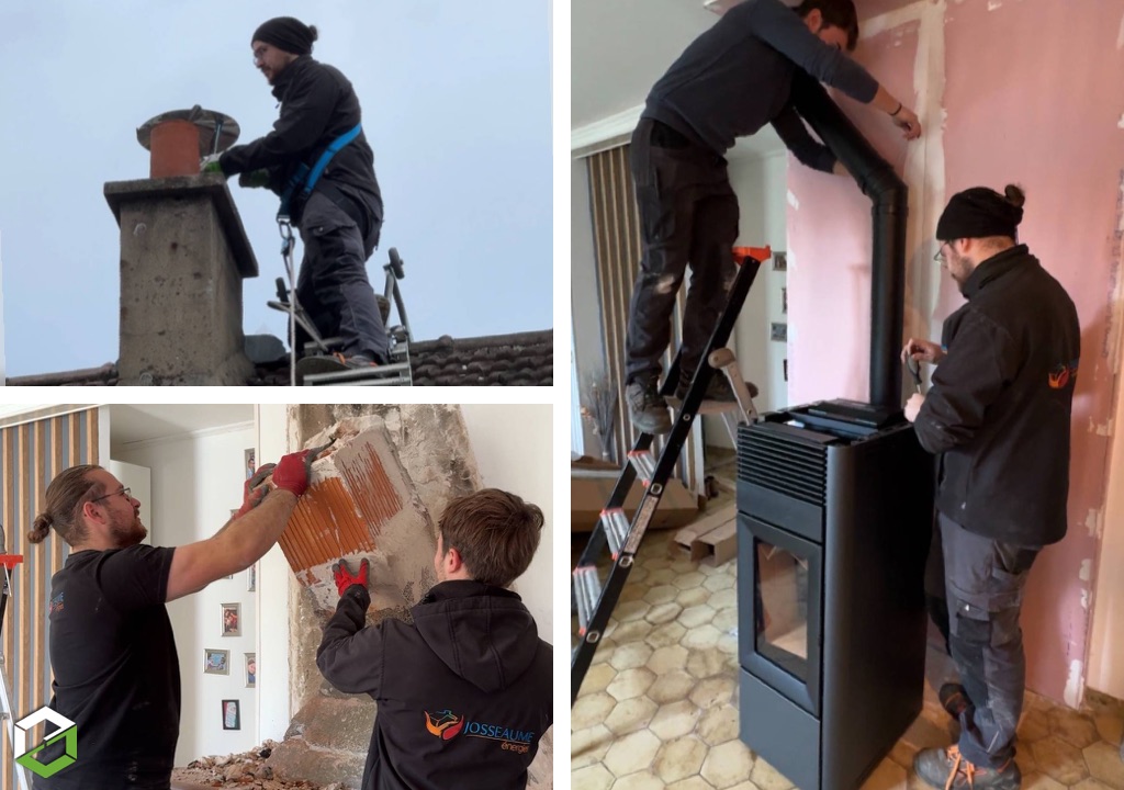Consultez la chantier : remplacement d’une cheminée par un poêle à granulés : un intérieur modernisé