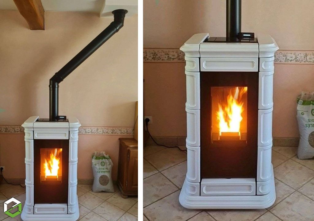 Installation d'un poêle à granulés Thermorossi avec adaptation sur mesure