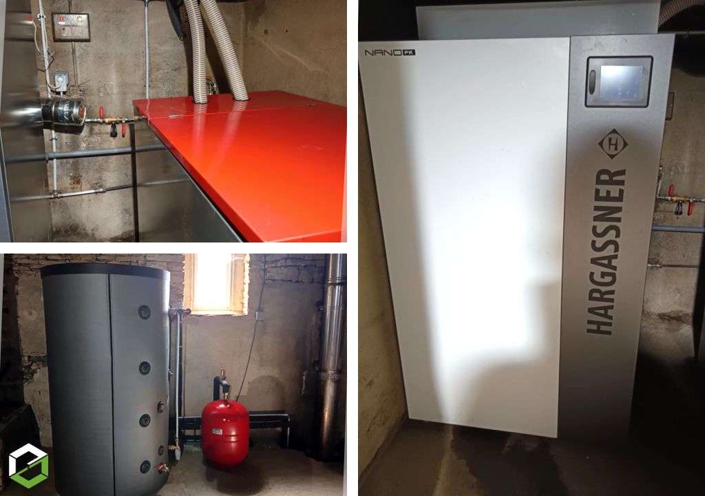 Installation d'une chaudière à granulés de bois Hargassner Nano PK - Entreprise RGE QualiBois