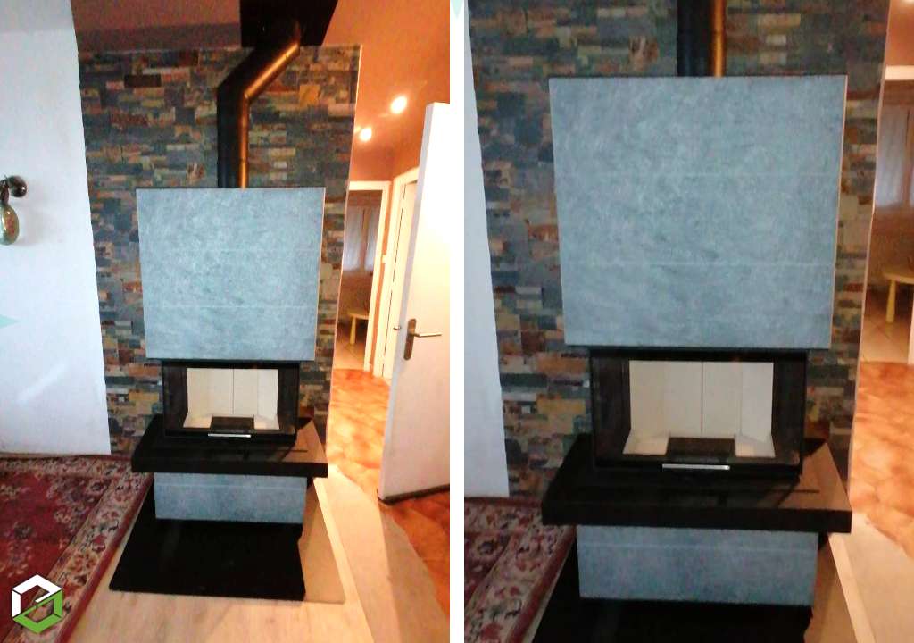 Consultez la chantier : installation d'un poêle à bois bûches romotop