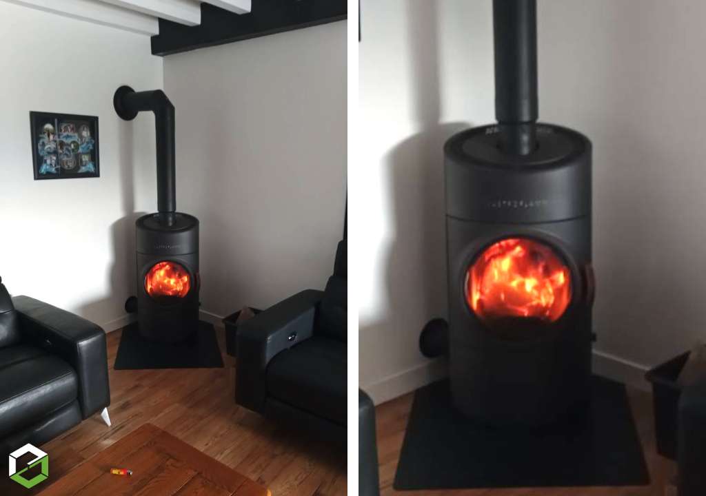 Consultez la chantier : installation d'un poêle à bois bûches austroflamm