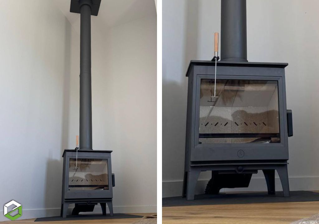 Consultez la chantier : installer un poêle à bois bûches charnwood