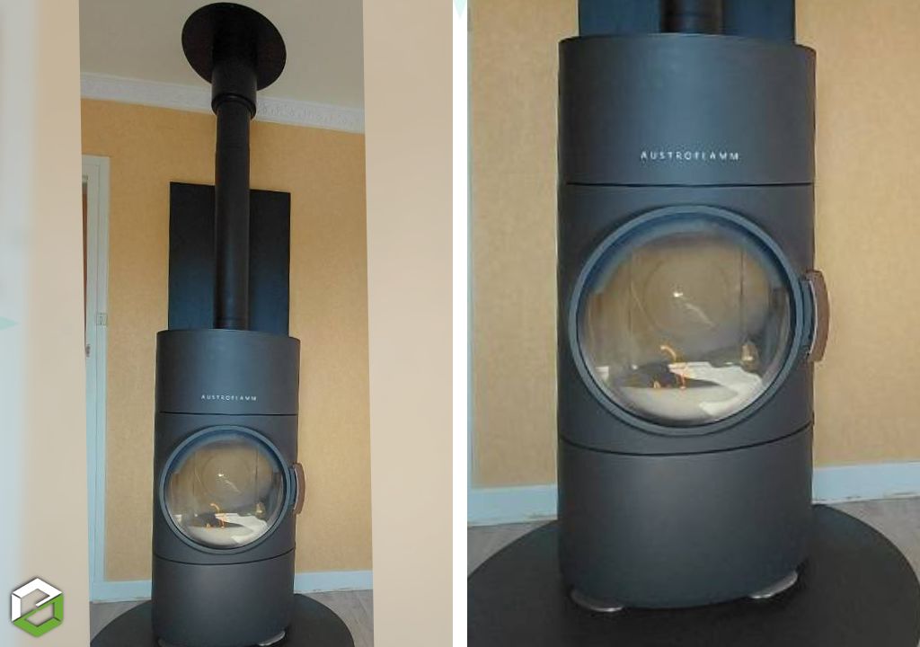 Installation d'un poêle à bois bûches Austroflamm Clou XTRA