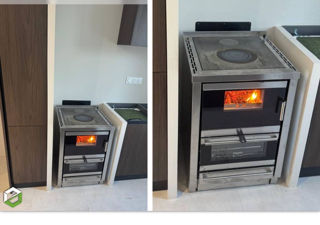 Installation d'une cuisinière à bois Cadel Kook 60