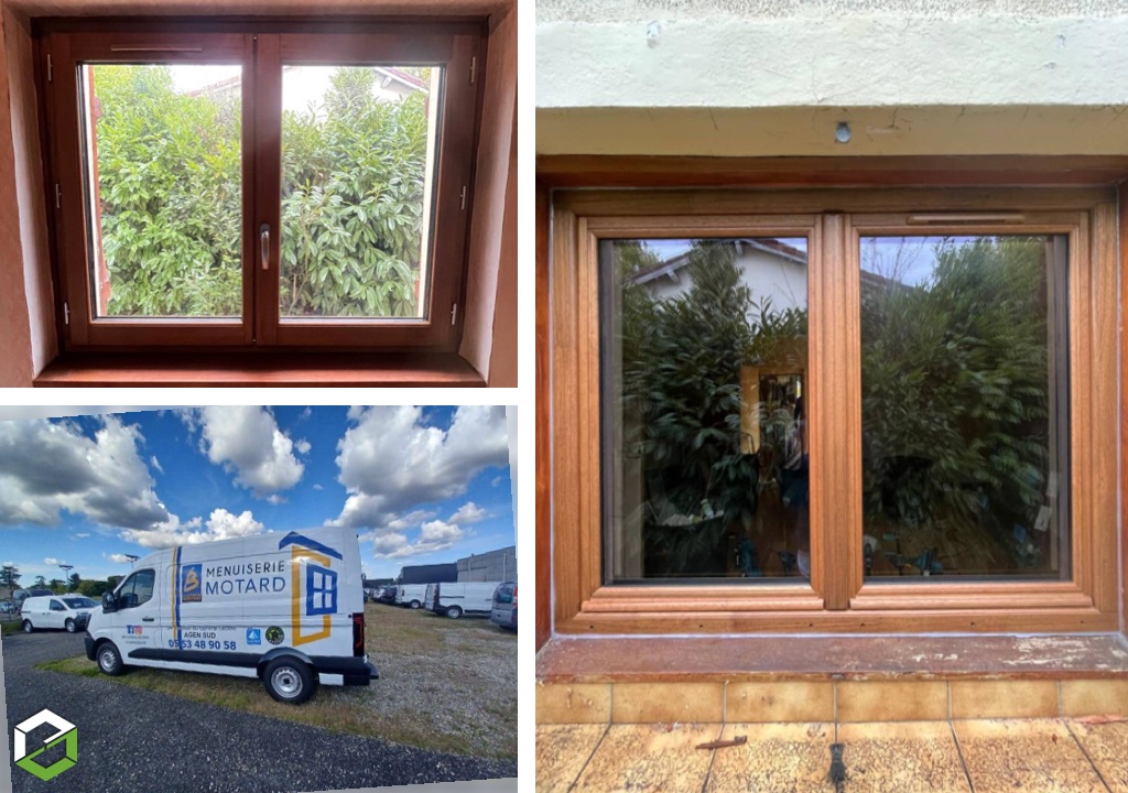 Pose d'une fenêtre deux vantaux en bois de chez Castes Industrie -Lot et Garonne (47)