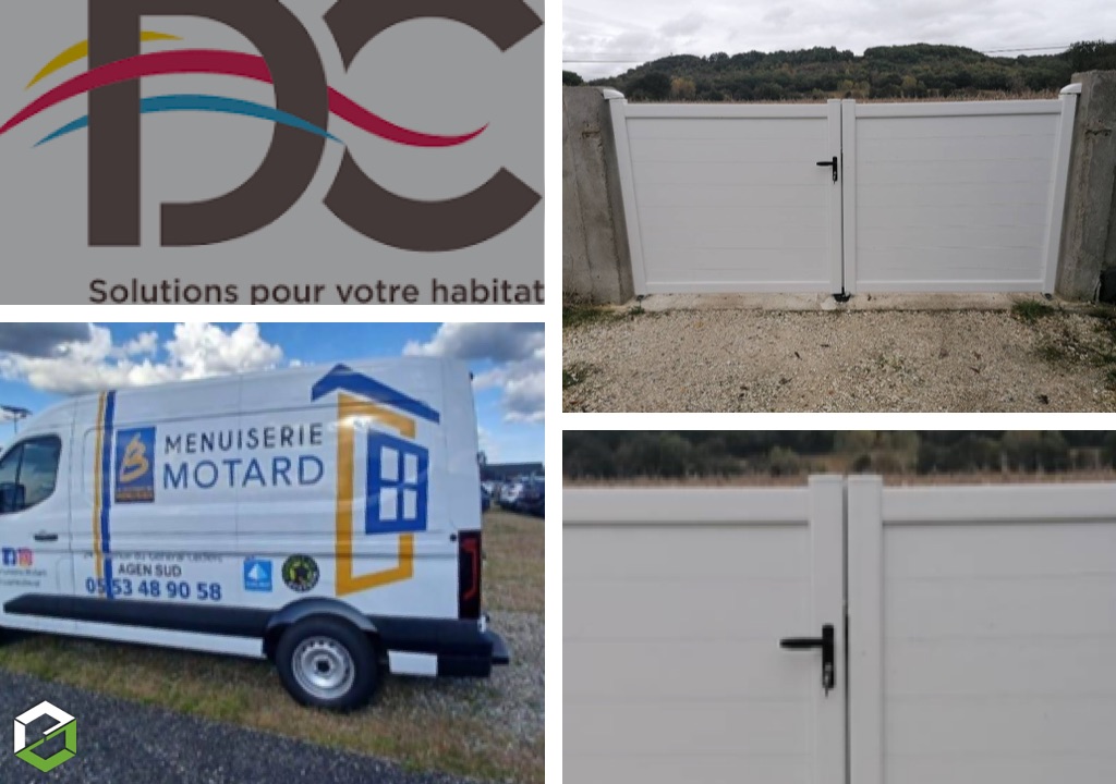 Ets Motard - Menuiserie Agenaise : Pose d'un portail pvc manuel au design moderne et épuré.
