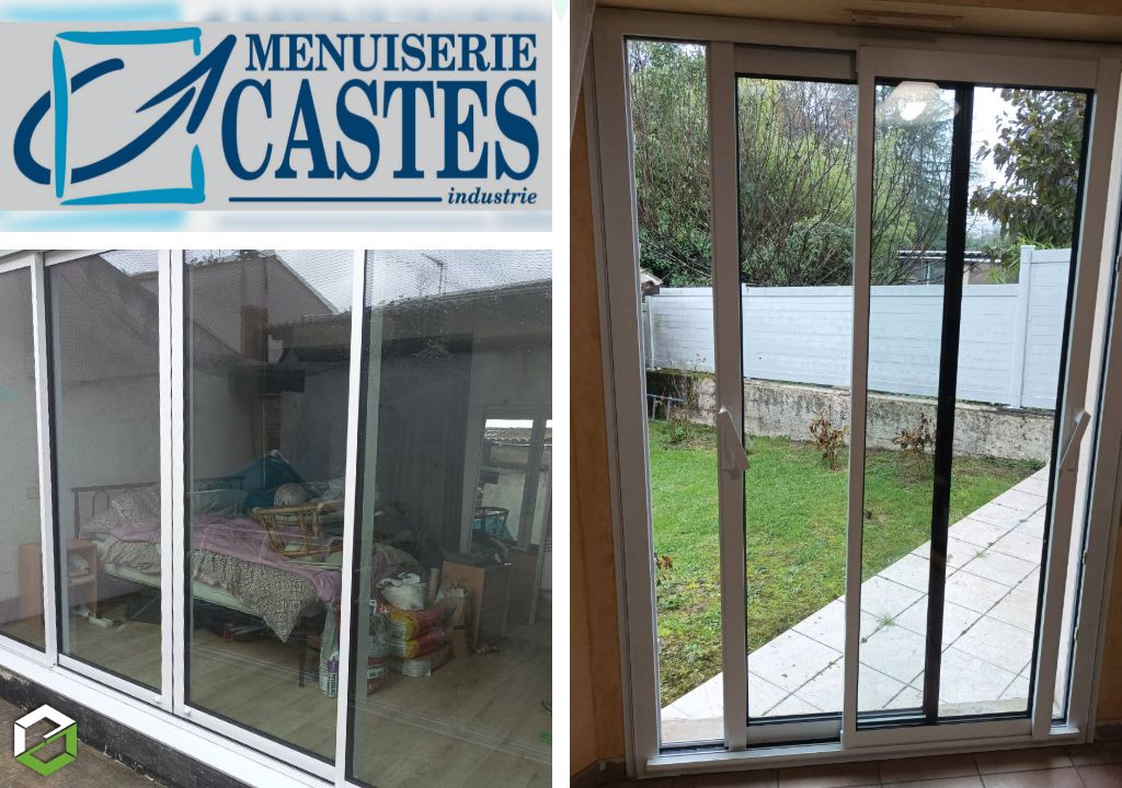 Consultez la chantier : installation de coulissant aluminium en rénovation de chez castes industries - entreprise rge