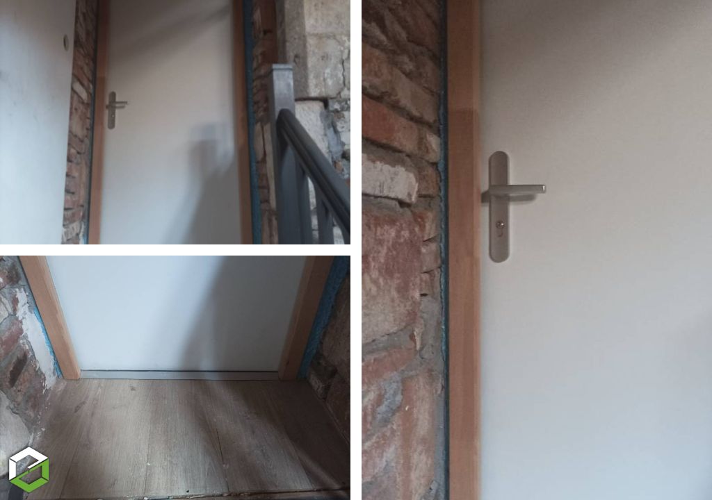Consultez la chantier : changement d'un bloc porte classique par une porte palière en bois