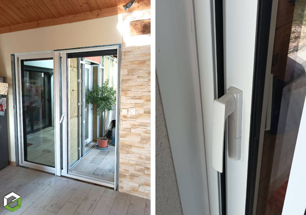 Consultez la chantier : remplacement baie vitrée existante par un coulissant à galandage en aluminium