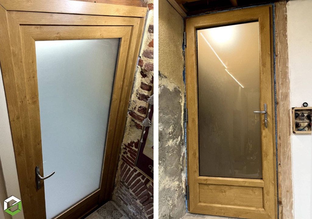 Installation d'une porte d'entrée PVC plaxé chêne irlandais -Lot et Garonne (47)
