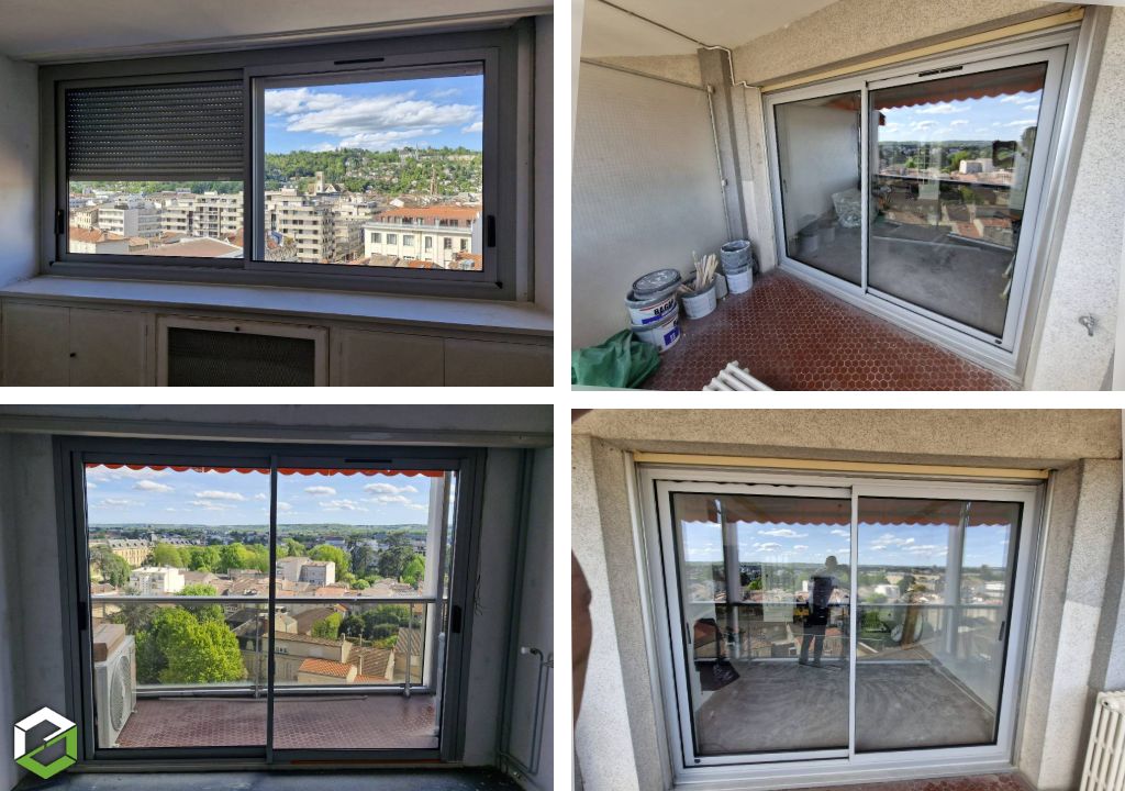 Consultez la chantier : solution de rénovation énergétique : baie vitrée coulissante en aluminium ca65 haute isolation