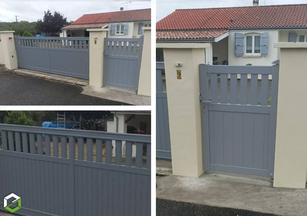 Création d'un portillon en aluminium coloris RAL 7040 