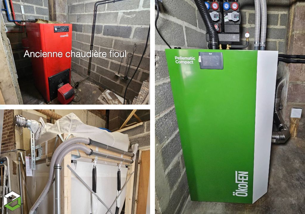 Installation d'une chaudière OKOFEN Pellematic Compact 14 kw avec préparateur ECS 200 Litres