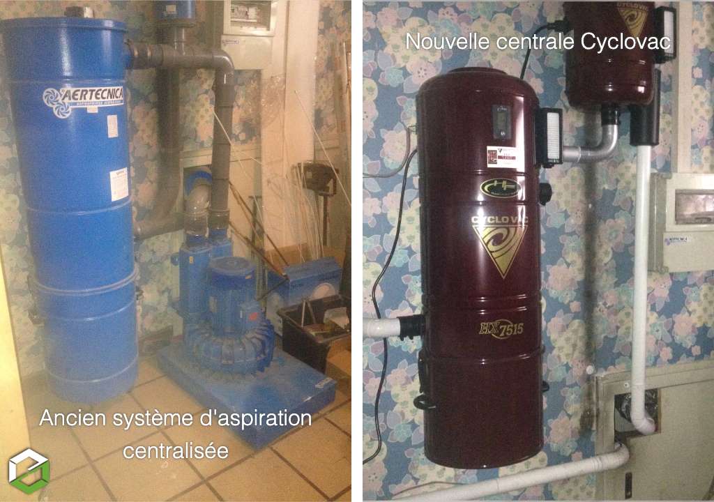remplacement d'une centrale d'aspiration existante par une centrale cyclovac 7515
