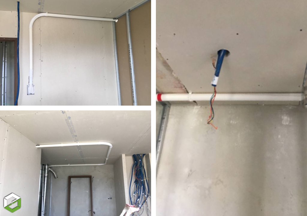 installation d'un réseau d'aspiration centralisée dans un appartement en construction.