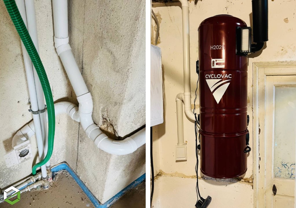 Equipement d'un gîte avec installation d'un système d'aspiration centralisée Cyclovac