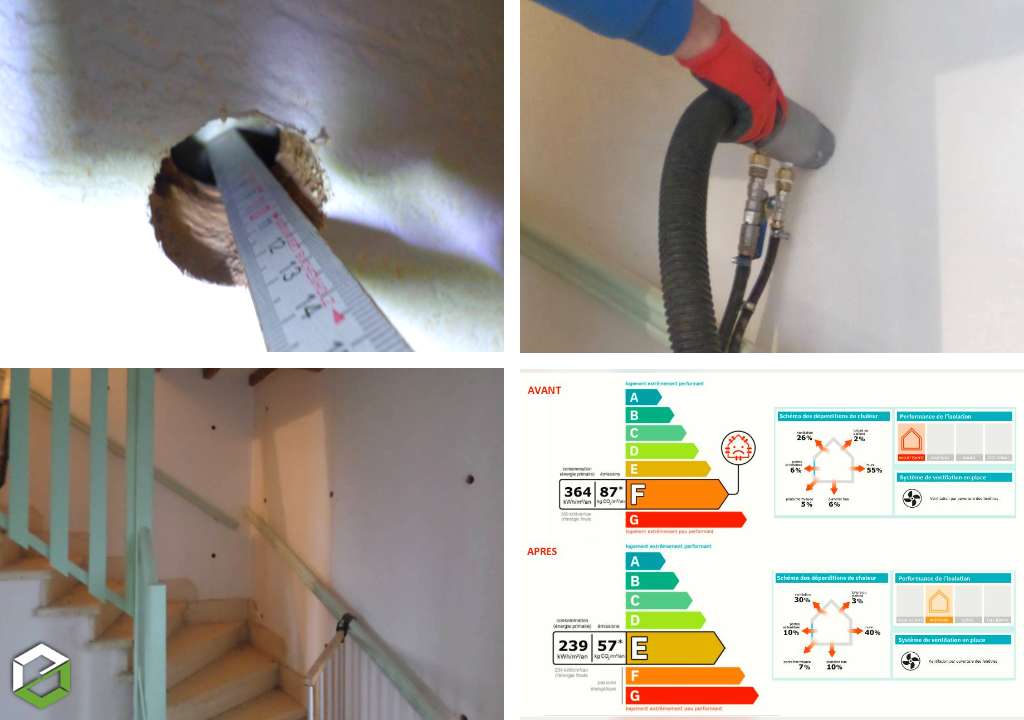 isolation par insufflation dans les murs creux - sortie de passoire - dpe de f à e