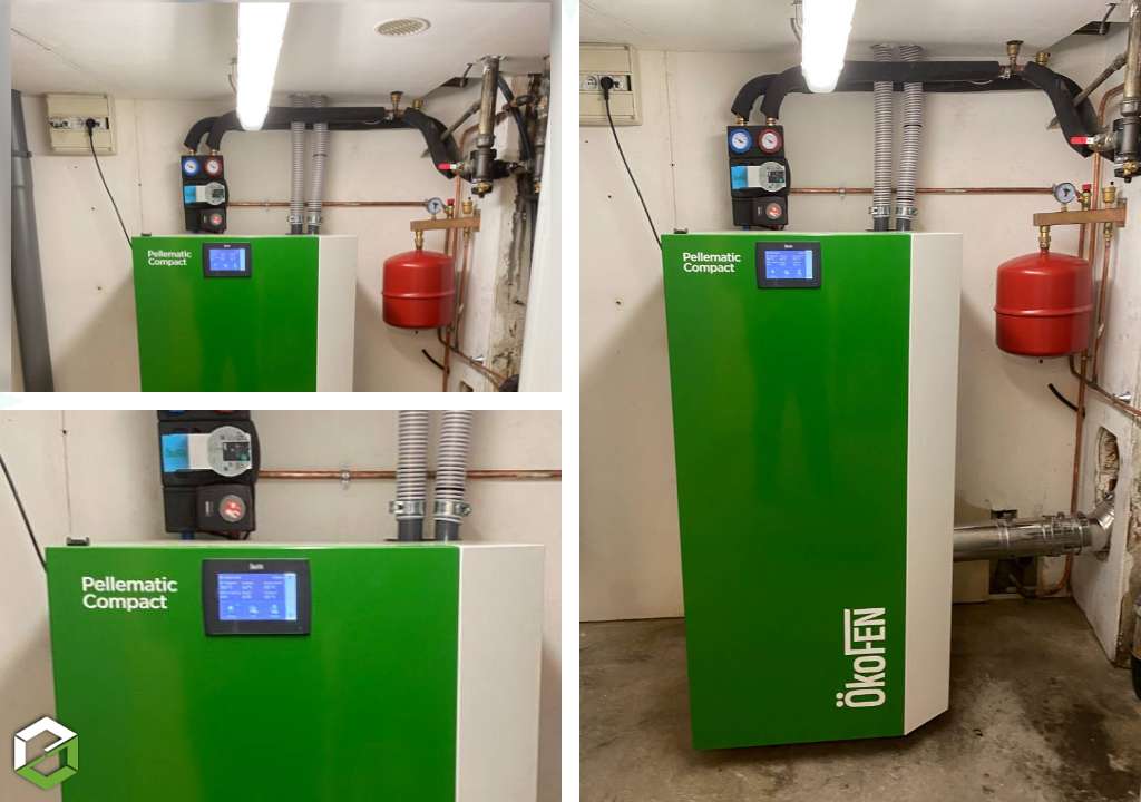 Consultez la chantier : installation d'une chaudière biomasse (à granulés de bois) okofen compact 10 kw - entreprise rge qualibois eau 