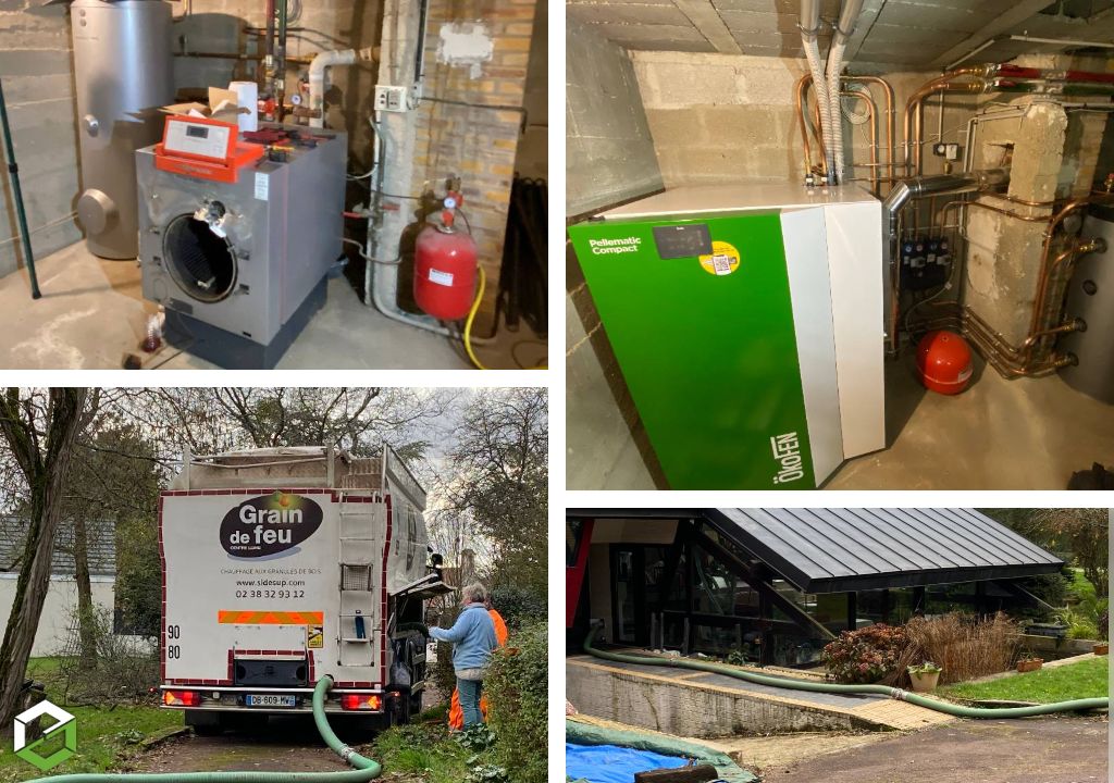 Consultez la chantier : installation d'une chaudière à granulés okofen 22kw avec silo textile 
