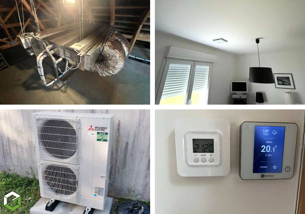 installation d'une climatisation pompe à chaleur air/air gainable mitsubishi electric - entreprise rge qualipac