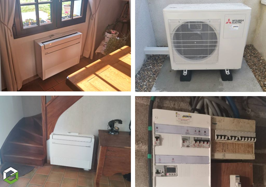 Remplacement Radiateur Chaleur Douce CAMPA par une pompe à chaleur air/air Mitsubishi Electric (Climatisation réversible) - Entreprise RGE QualiPAC