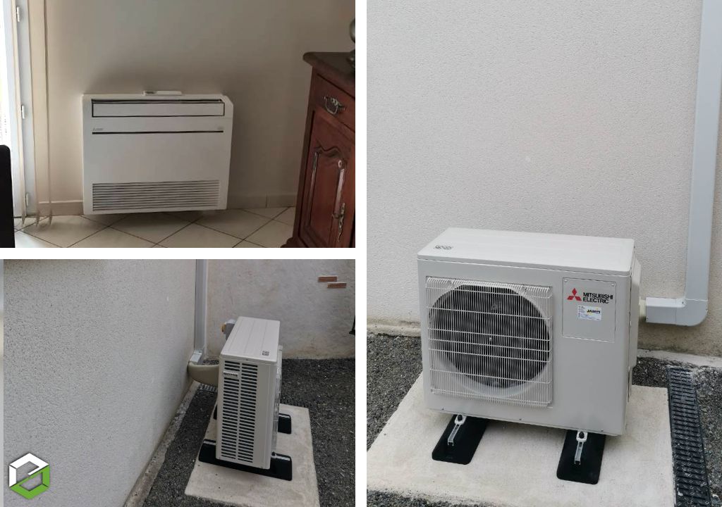 Remplacement Radiateur Chaleur Douce Noirot par une pompe à chaleur air/air Mitsubishi Electric (Climatisation réversible) Entreprise RGE QualiPAC