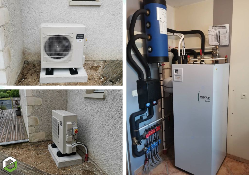 Consultez la chantier : remplacement pompe à chaleur géothermie par une pompe à chaleur mitsubishi electric air/eau  - entreprise rge qualipac