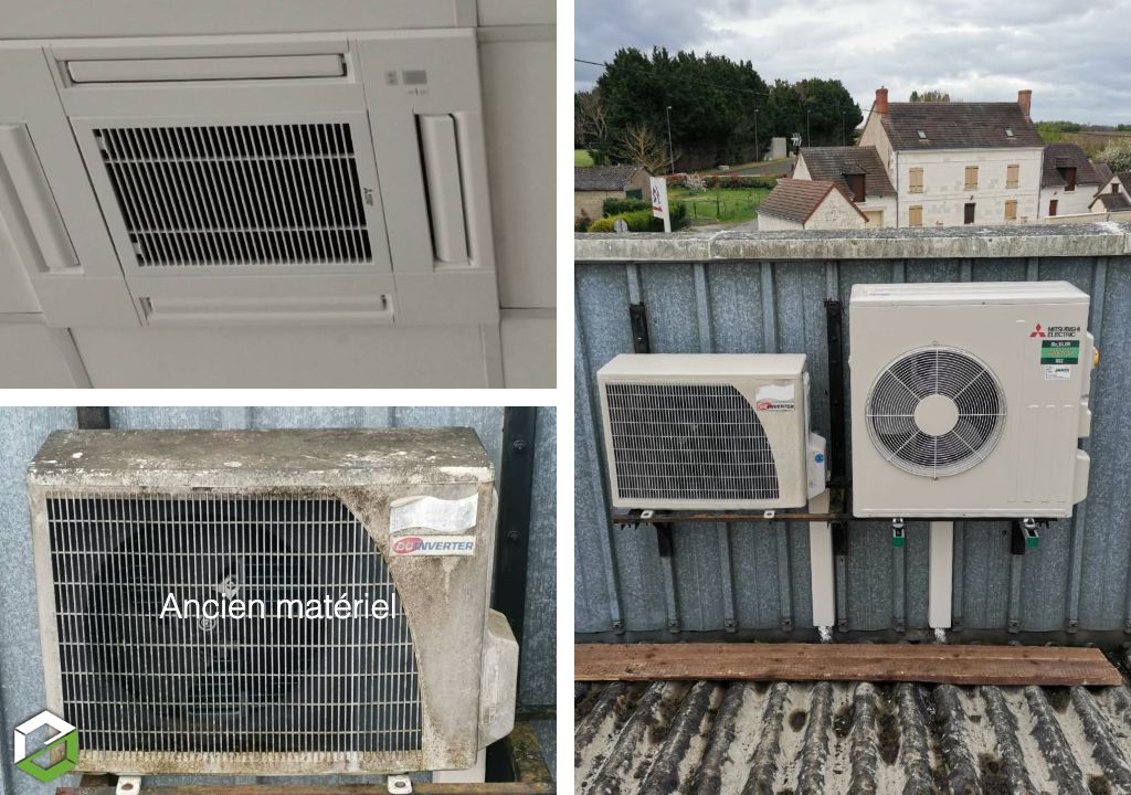 Remplacement d'une climatisation / Pompe à chaleur air/air AIRWELL par une PAC air/air Mitsubishi Electric (pompe à chaleur aérothermique - Climatisation) - Entreprise RGE QUALIPAC 