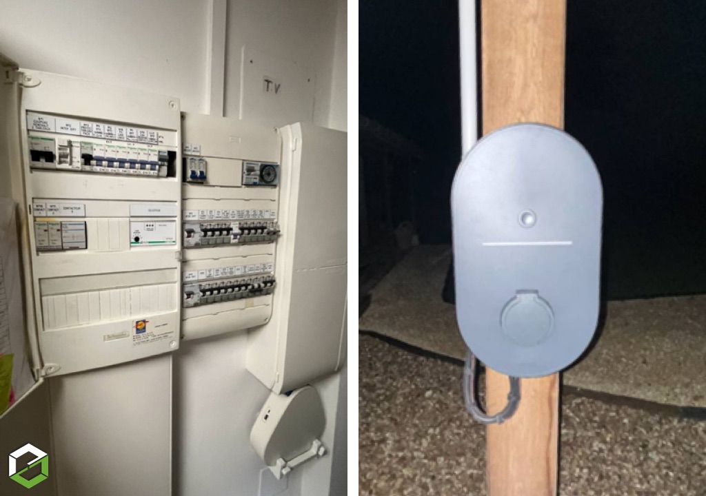 installation d'une borne de recharge véhicule legrand green'up home monophasée 7,4kw 