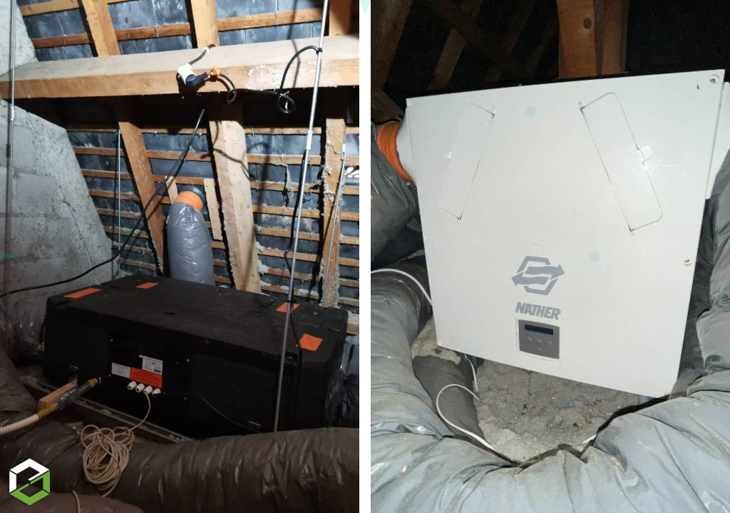 Consultez la chantier : remplacement ventilation double flux par ventilation double flux très haut rendement nather